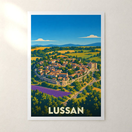 Affiche Lussan (Gard) – sans cadre, accrochée au mur