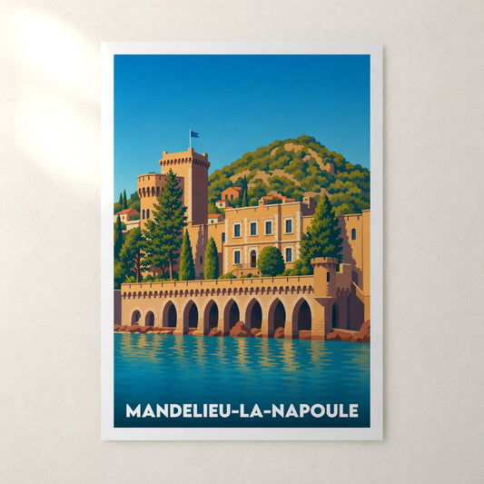 Affiche Mandelieu-la-Napoule – sans cadre, accrochée au mur
