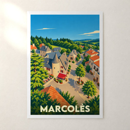 Affiche Marcolès – sans cadre, accrochée au mur