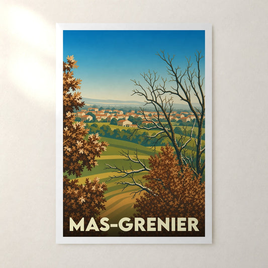 Affiche Mas-Grenier – sans cadre, accrochée au mur