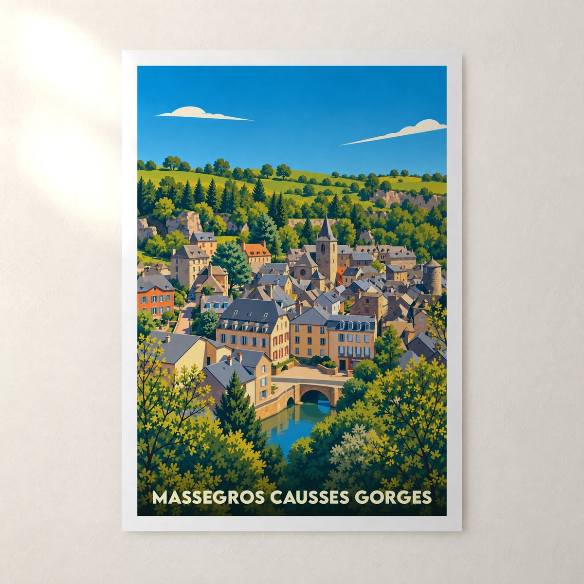 Affiche Massegros Causses Gorges – sans cadre, accrochée au mur