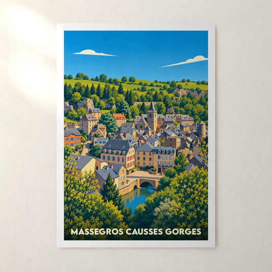Affiche Massegros Causses Gorges – sans cadre, accrochée au mur