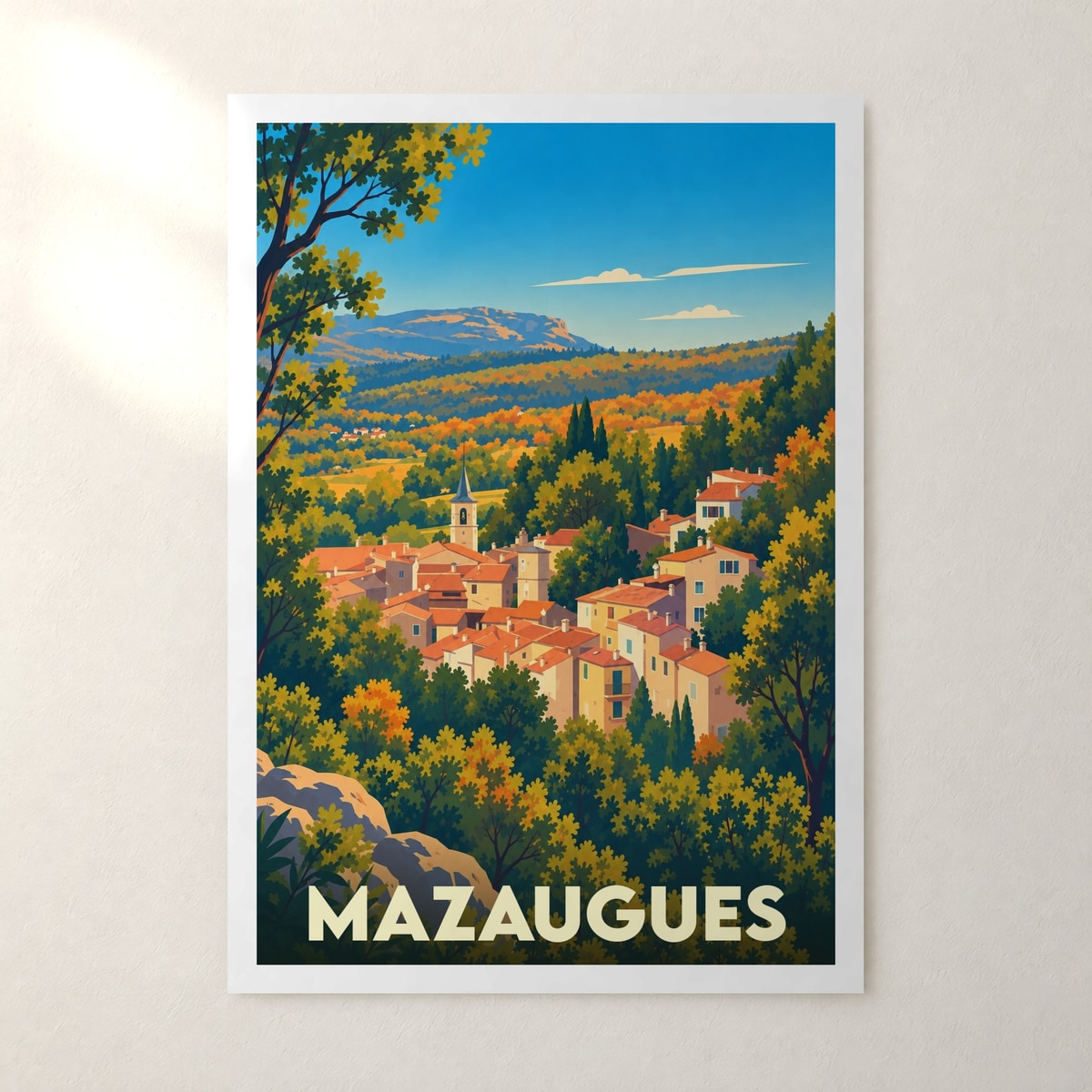 Affiche Mazaugues – sans cadre, accrochée au mur