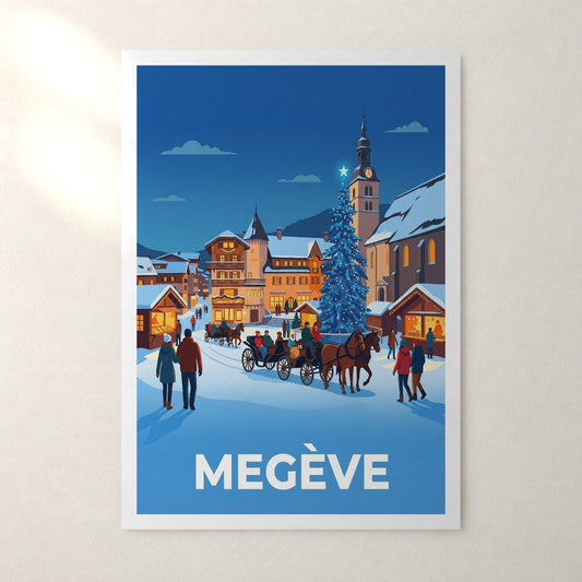 Affiche Megève – sans cadre, accrochée au mur