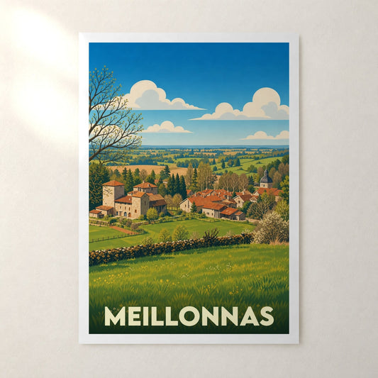 Affiche Meillonnas – sans cadre, accrochée au mur