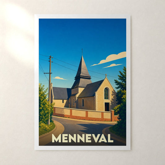 Affiche Menneval – sans cadre, accrochée au mur