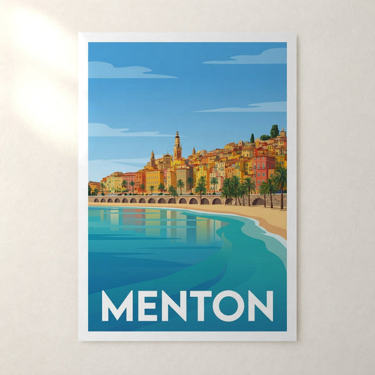 Affiche Menton – sans cadre, accrochée au mur
