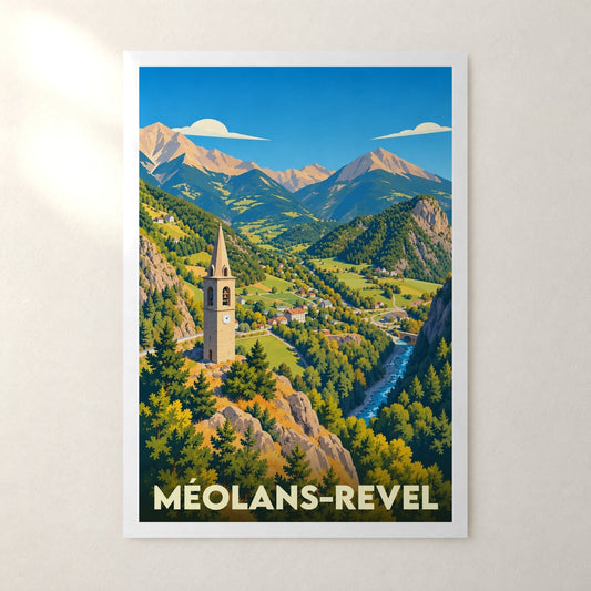 Affiche Méolans-Revel – sans cadre, accrochée au mur