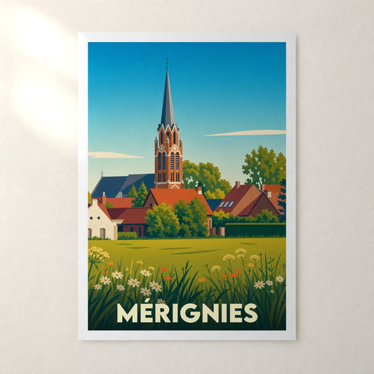Affiche Mérignies – sans cadre, accrochée au mur