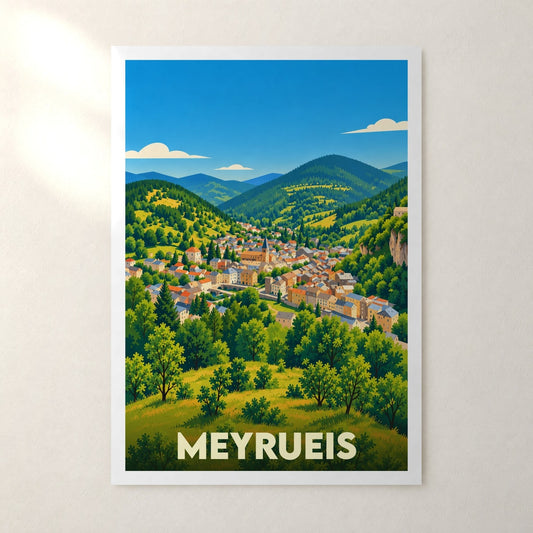 Affiche Meyrueis – sans cadre, accrochée au mur