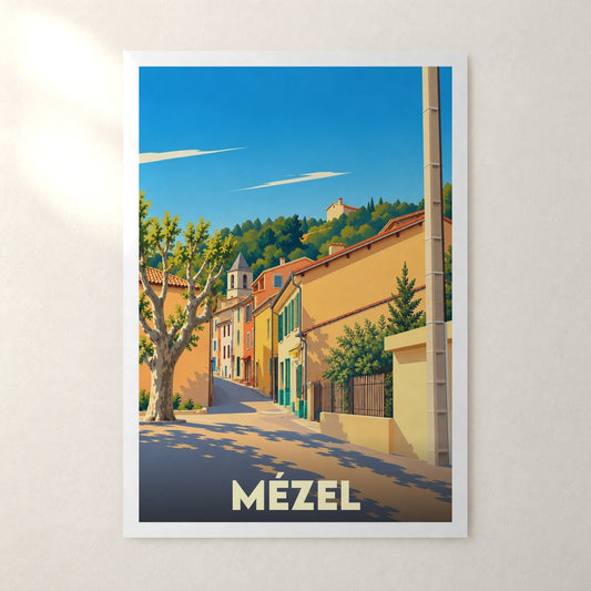 Affiche Mézel – sans cadre, accrochée au mur