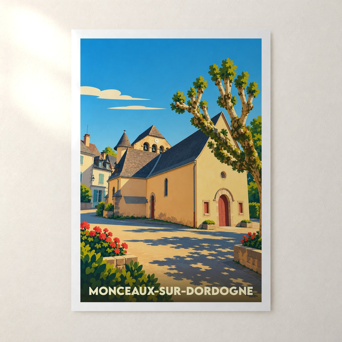 Affiche Monceaux-sur-Dordogne – sans cadre, accrochée au mur