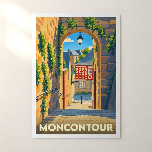 Affiche Moncontour (Côtes-d'Armor) – sans cadre, accrochée au mur