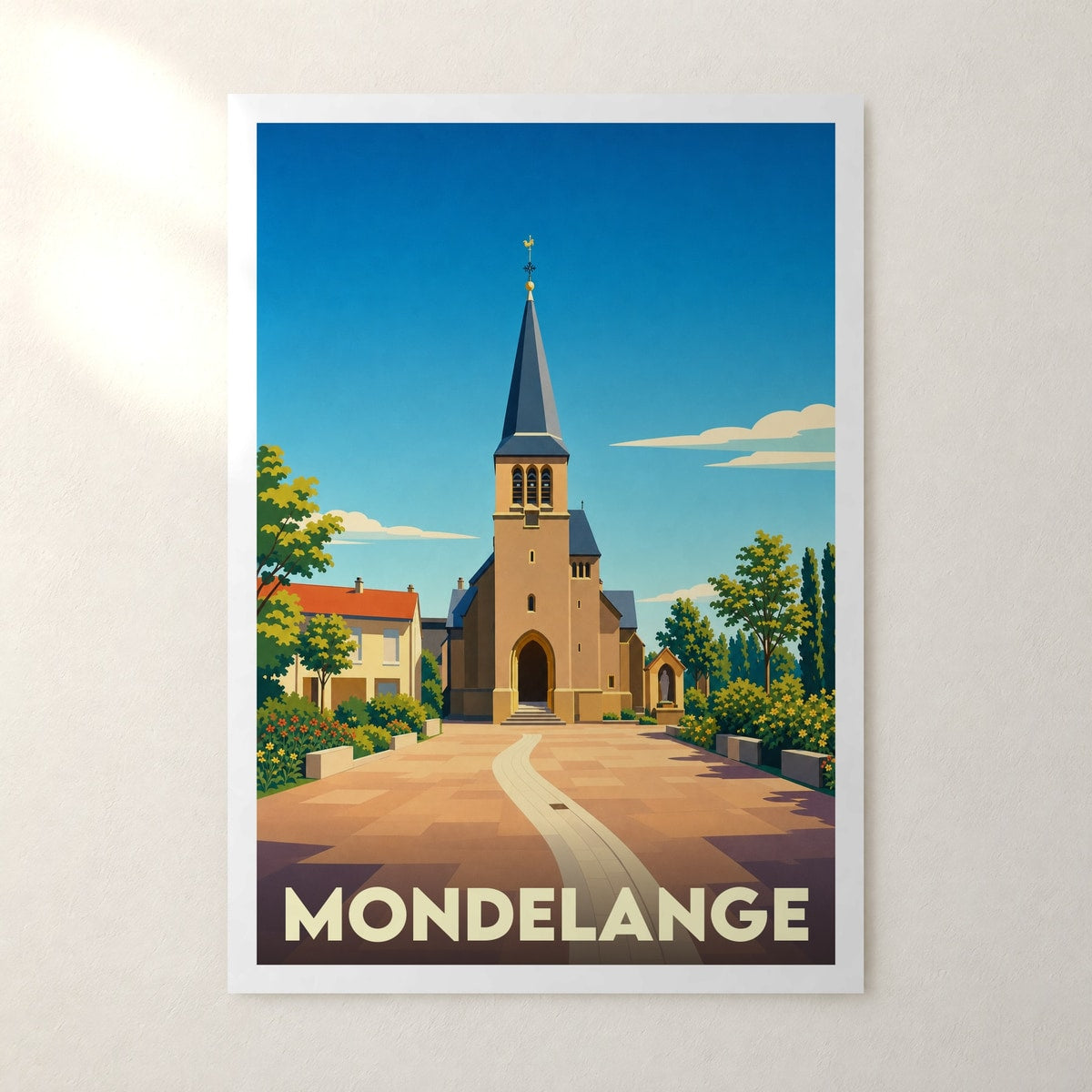 Affiche Mondelange – sans cadre, accrochée au mur