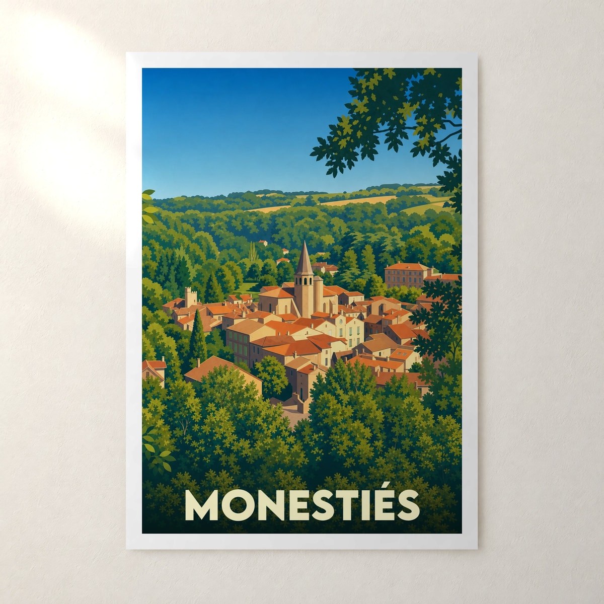 Affiche Monestiés – sans cadre, accrochée au mur