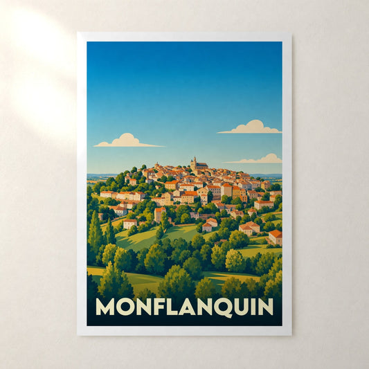 Affiche Monflanquin – sans cadre, accrochée au mur