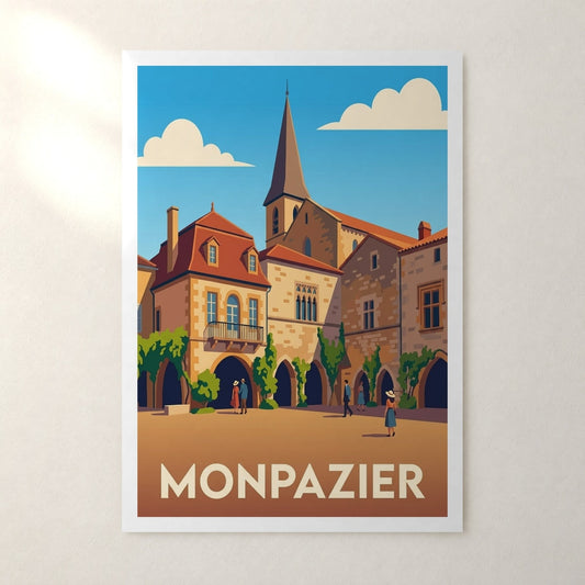 Affiche Monpazier – sans cadre, accrochée au mur
