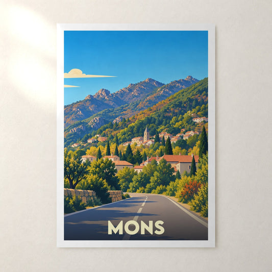 Affiche Mons (Hérault) – sans cadre, accrochée au mur