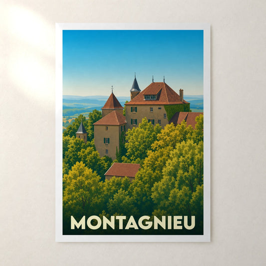 Affiche Montagnieu – sans cadre, accrochée au mur