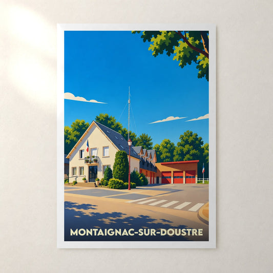 Affiche Montaignac-sur-Doustre – sans cadre, accrochée au mur