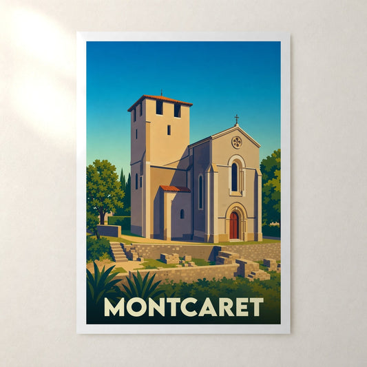 Affiche Montcaret – sans cadre, accrochée au mur