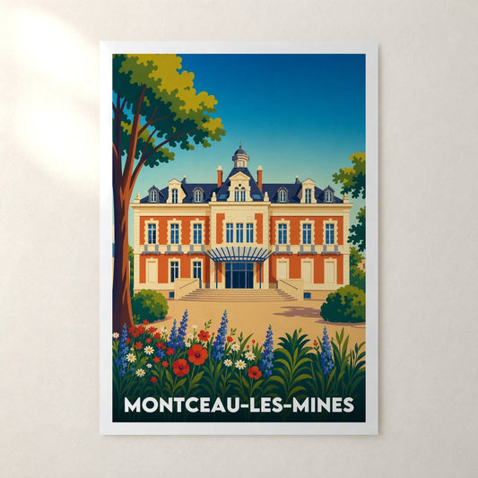 Affiche Montceau-les-Mines – sans cadre, accrochée au mur