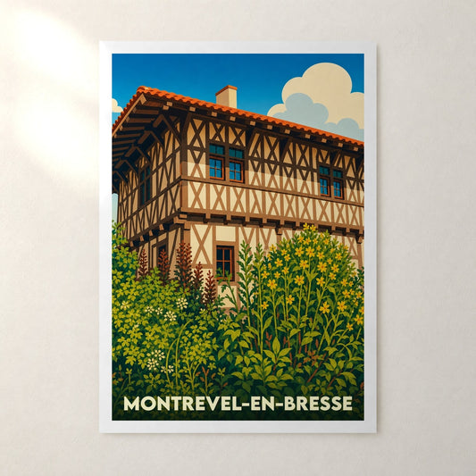 Affiche Montrevel-en-Bresse – sans cadre, accrochée au mur