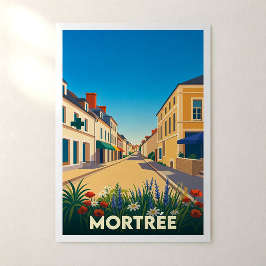 Affiche Mortrée – sans cadre, accrochée au mur