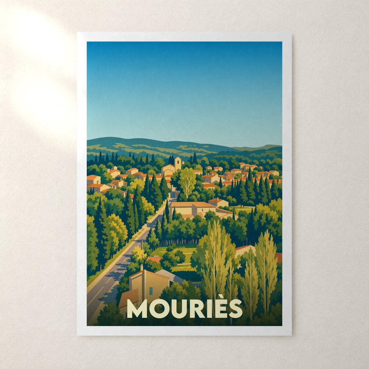 Affiche Mouriès – sans cadre, accrochée au mur