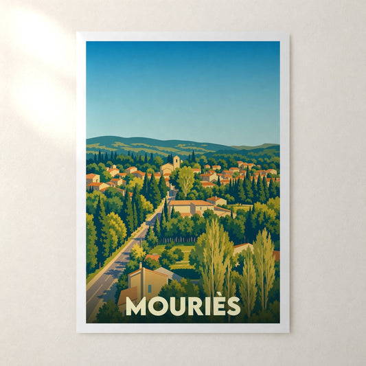Affiche Mouriès – sans cadre, accrochée au mur