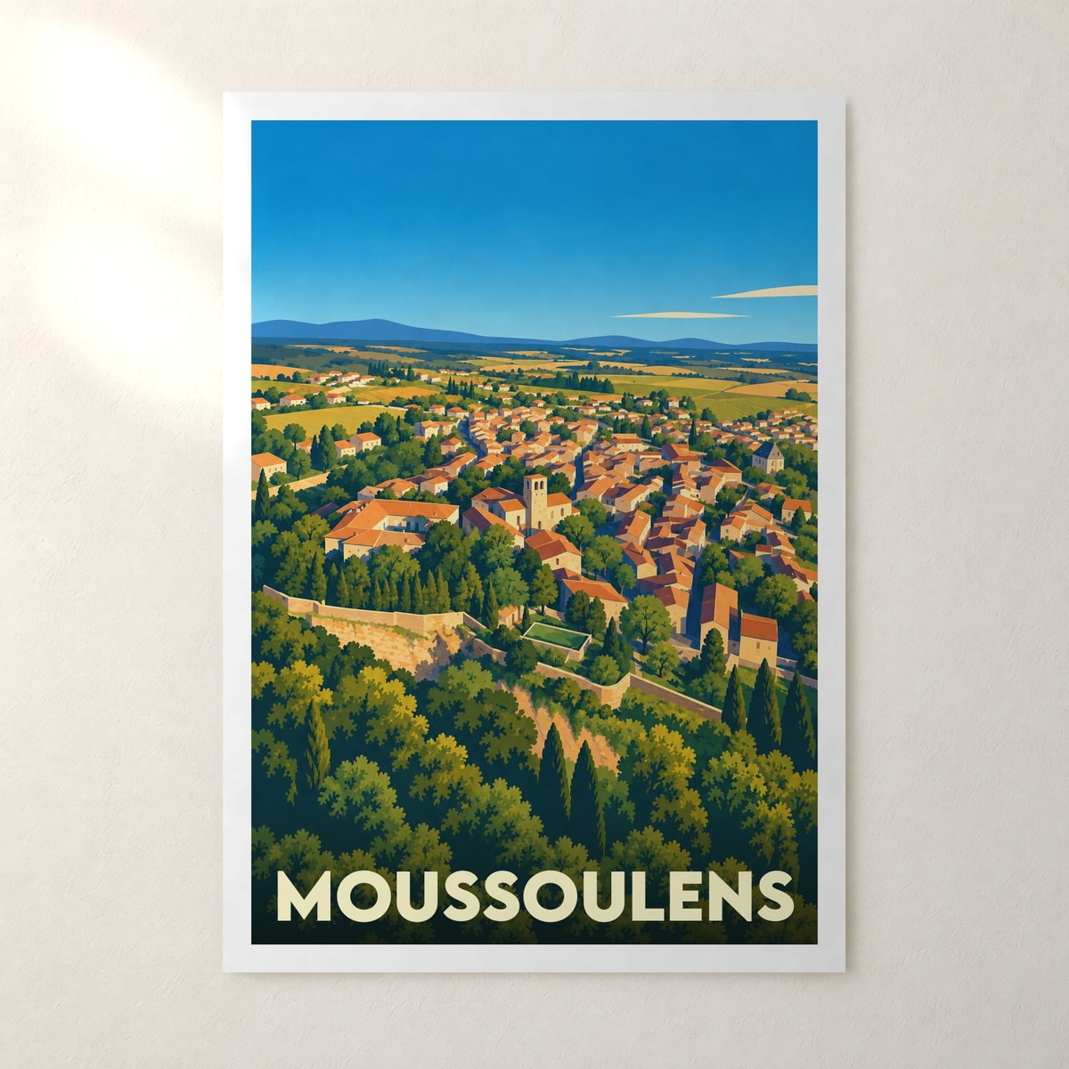 Affiche Moussoulens – sans cadre, accrochée au mur