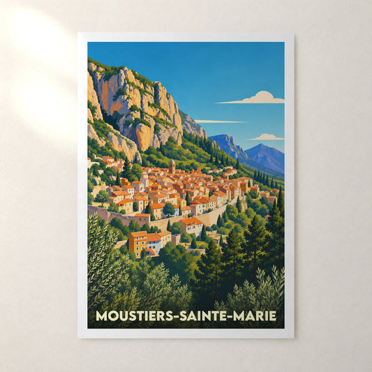 Affiche Moustiers-Sainte-Marie – sans cadre, accrochée au mur