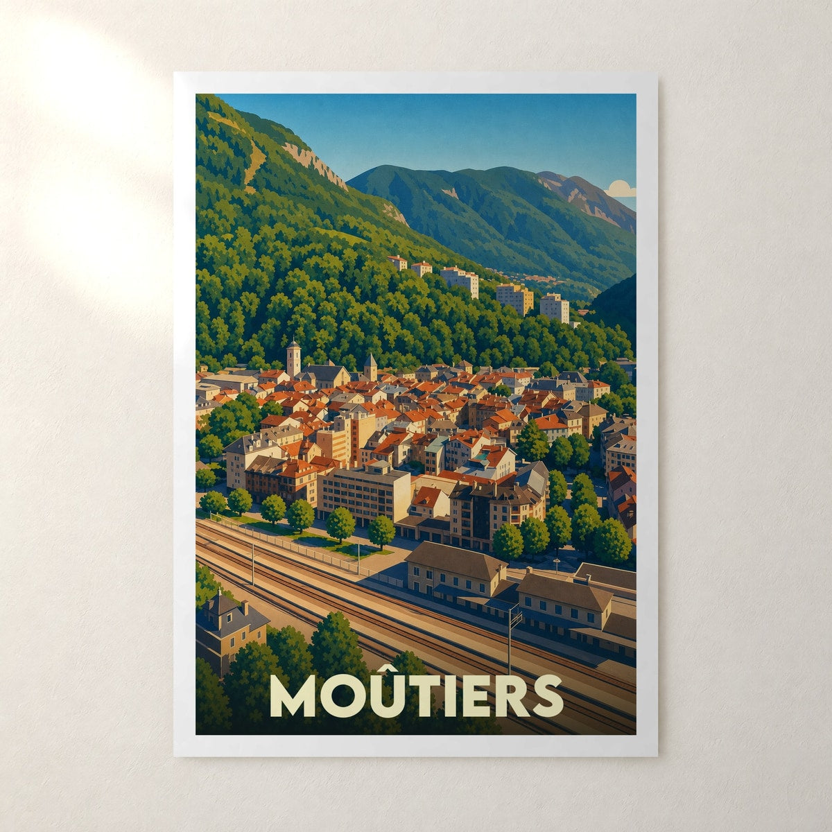 Affiche Moûtiers – sans cadre, accrochée au mur