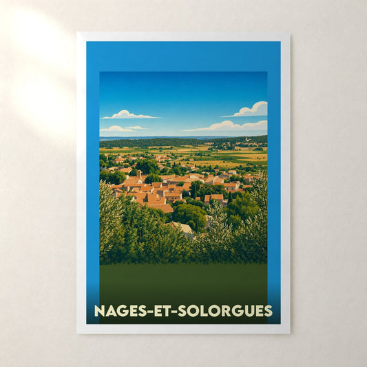Affiche Nages-et-Solorgues – sans cadre, accrochée au mur