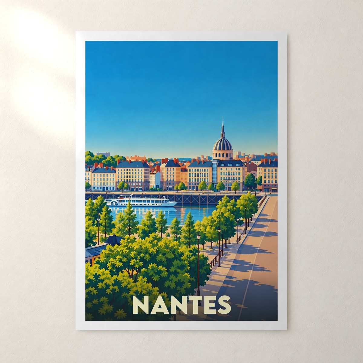 Affiche Nantes – sans cadre, accrochée au mur