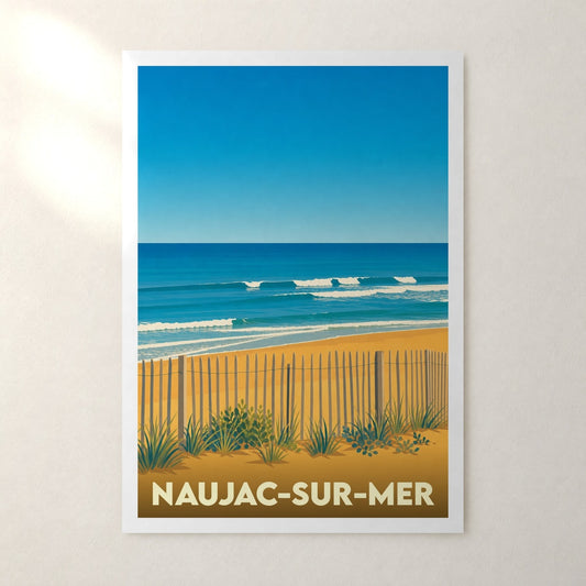 Affiche Naujac-sur-Mer – sans cadre, accrochée au mur