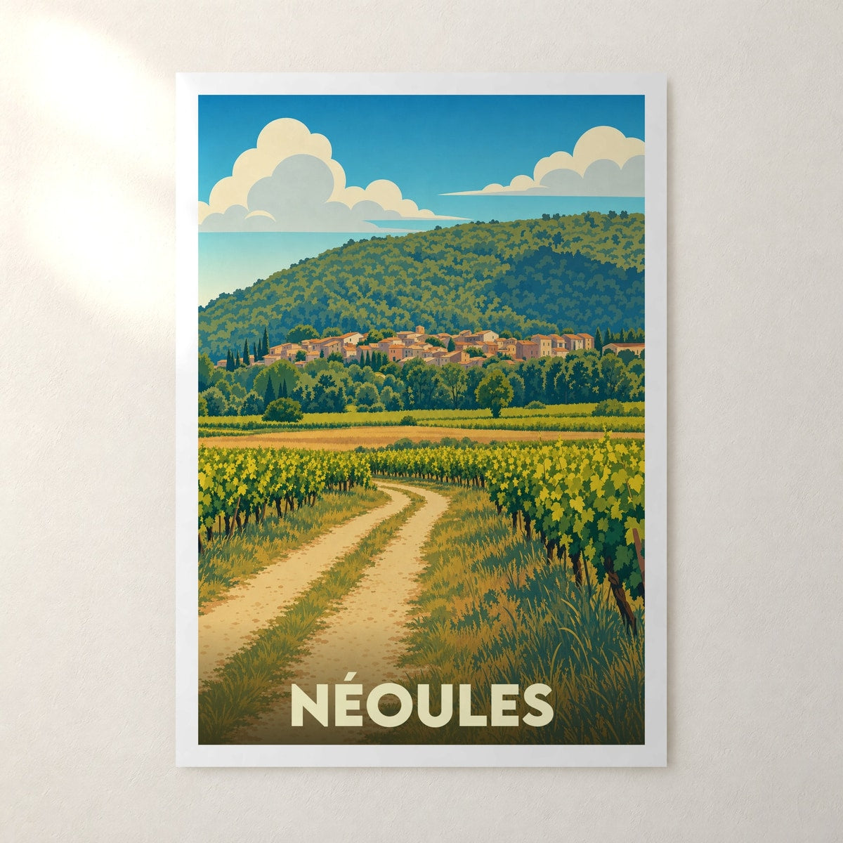 Affiche Néoules – sans cadre, accrochée au mur