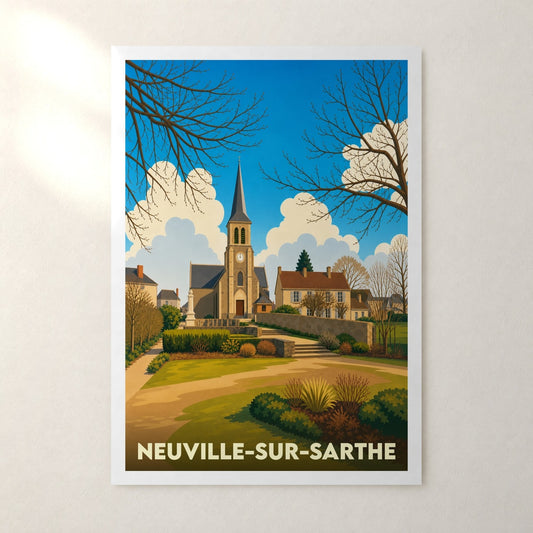 Affiche Neuville-sur-Sarthe – sans cadre, accrochée au mur
