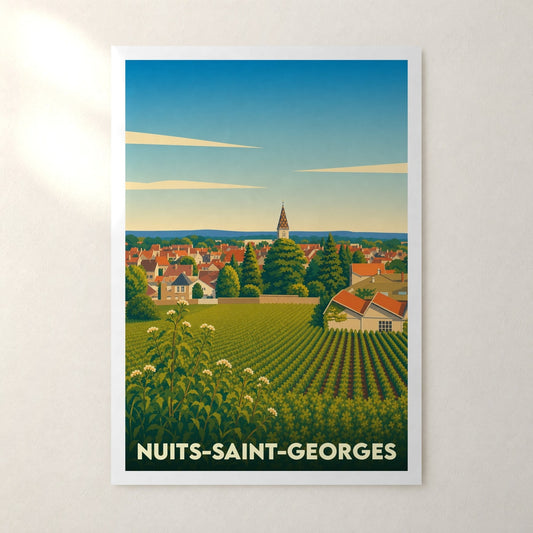Affiche Nuits-Saint-Georges – sans cadre, accrochée au mur