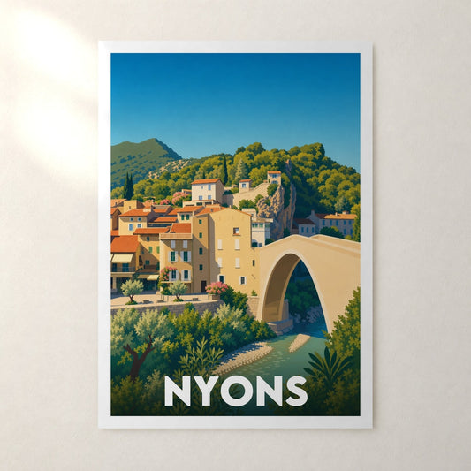 Affiche Nyons – sans cadre, accrochée au mur