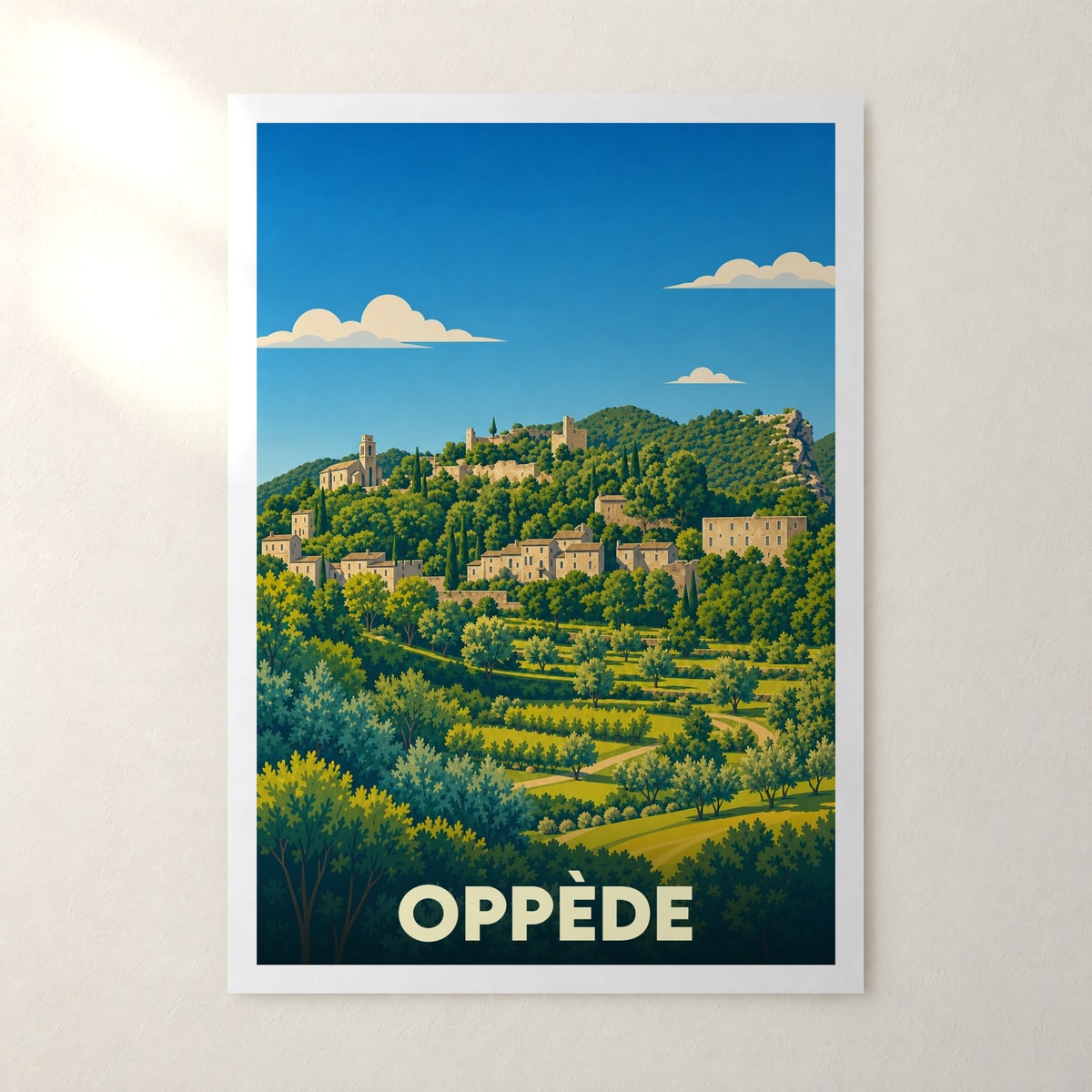 Affiche Oppède – sans cadre, accrochée au mur