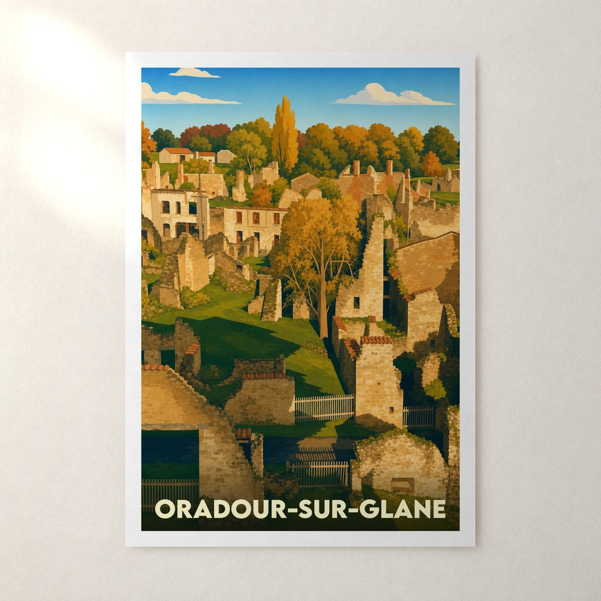 Affiche Oradour-sur-Glane – sans cadre, accrochée au mur