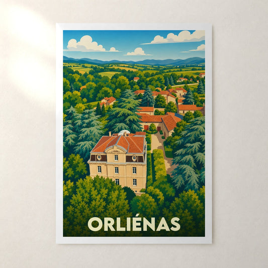 Affiche Orliénas – sans cadre, accrochée au mur