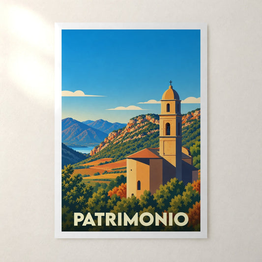 Affiche Patrimonio – sans cadre, accrochée au mur