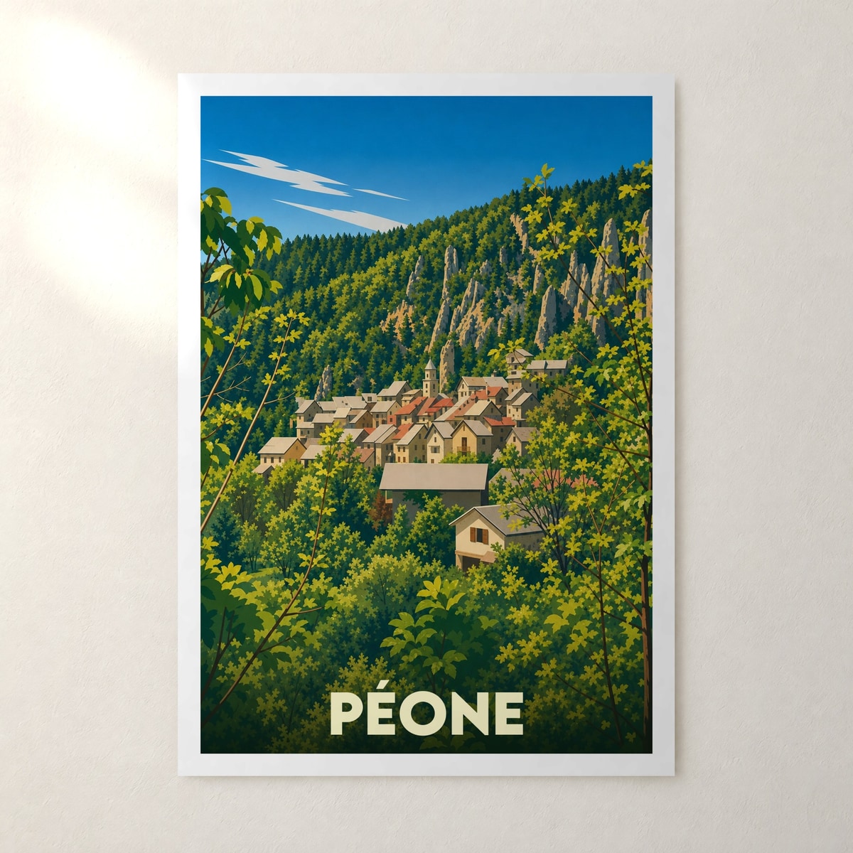 Affiche Péone – sans cadre, accrochée au mur