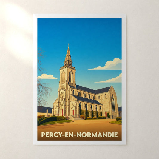 Affiche Percy-en-Normandie – sans cadre, accrochée au mur