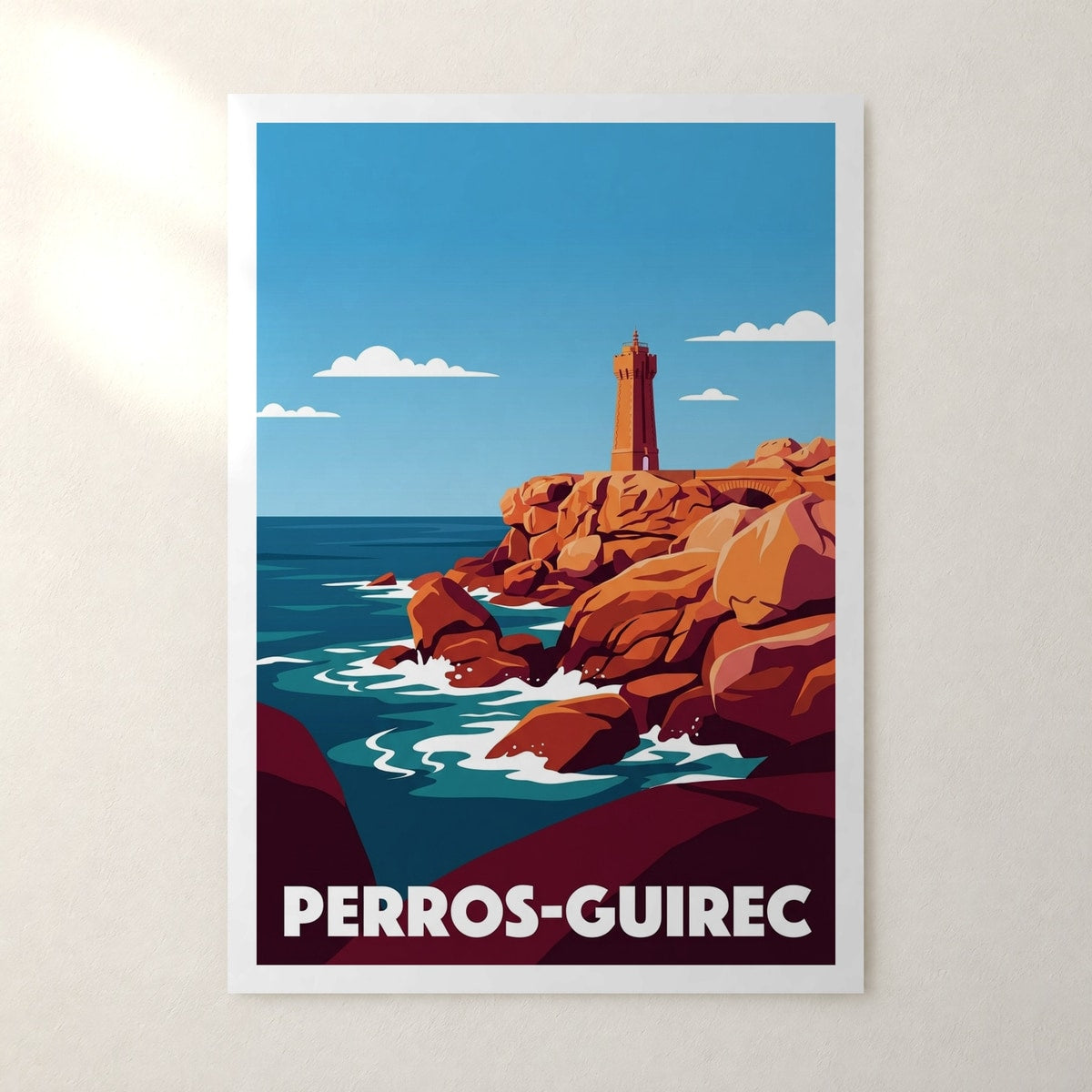Affiche Perros-Guirec – sans cadre, accrochée au mur
