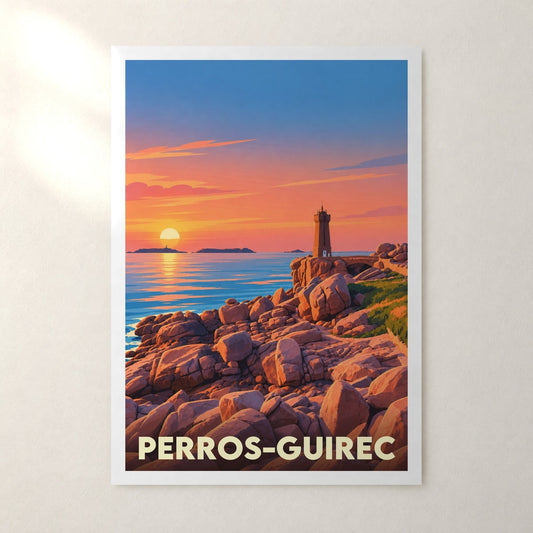 Affiche Perros-Guirec – sans cadre, accrochée au mur