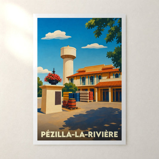 Affiche Pézilla-la-Rivière – sans cadre, accrochée au mur