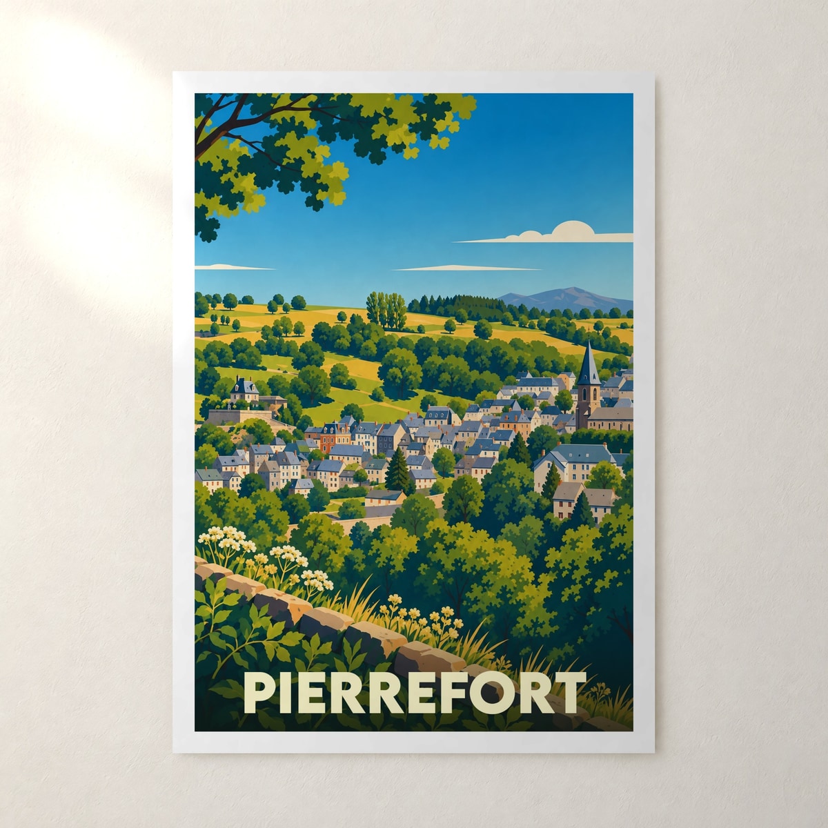 Affiche Pierrefort – sans cadre, accrochée au mur